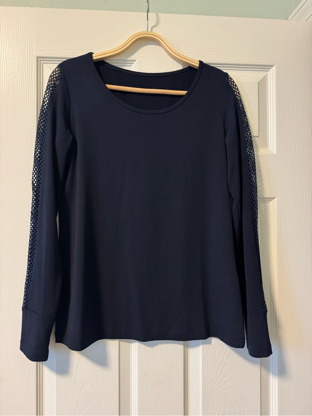Anatomie Kim Navy Long Sleeve Top Powermesh Sleeve Panels